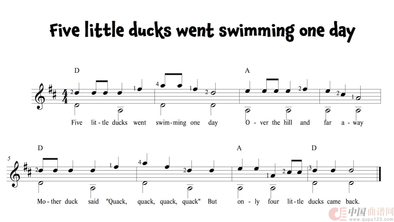 FIVE LITTLE DUCKS（五只小鸭子）(1)：Five-little-ducks-went-swimming-one-day-Guitar-Sheet-Music_Singing-Bell.png