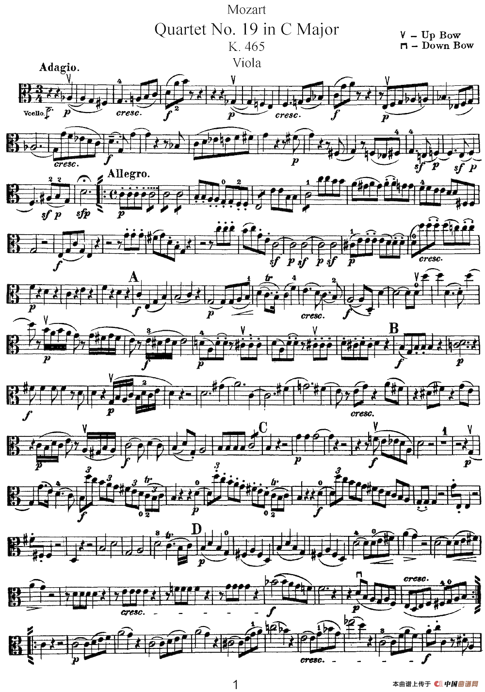 Mozart《Quartet No.19 in C Major,K.465》（Viola分谱）(1)：Mozart《Quartet No.19 in C Major,K.465》(Viola分谱)_00.png