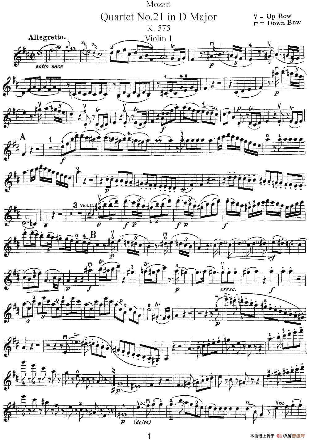 Mozart《Quartet No.21 in D Major,K.575》（Violin 1分谱）(1)：Mozart《Quartet No.21 in D Major,K.575》(Violin 1分谱)_00.png