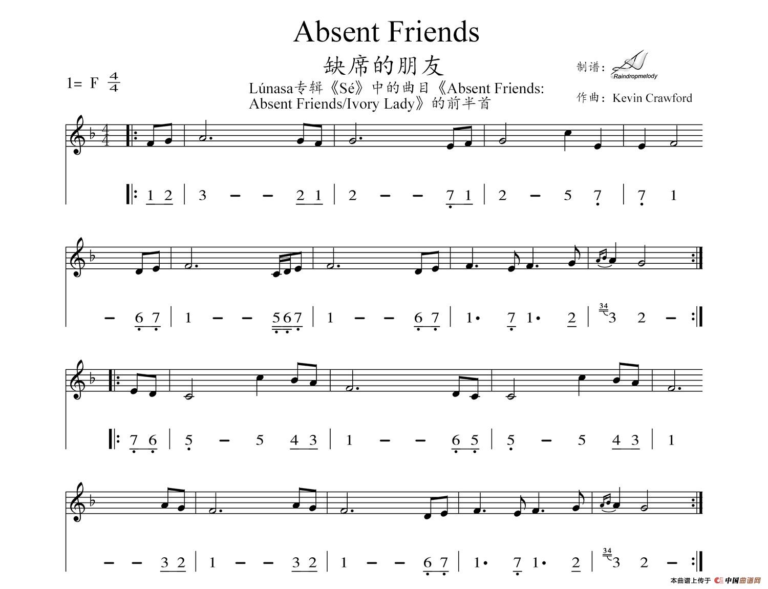 Absent Friends（缺席的朋友）（线简谱对照版）(1)：absent friends.jpg