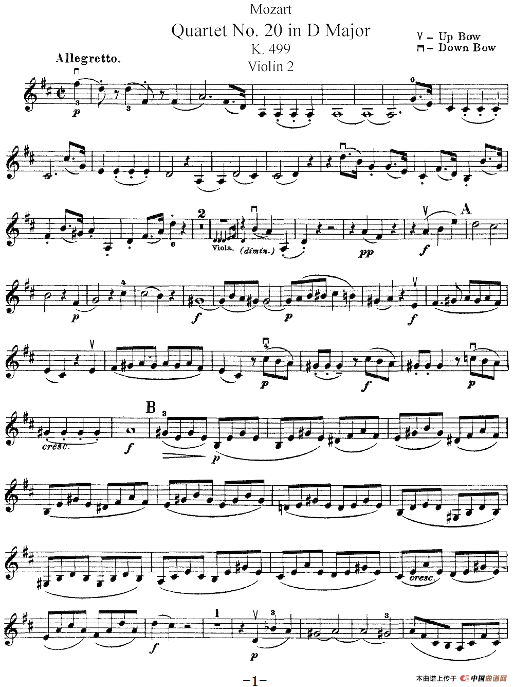 Mozart《Quartet No.20 in D Major,K.499》（Violin 2分谱）(1)：Mozart《Quartet No.20 in D Major,K.499》(Violin 2分谱)_00.png