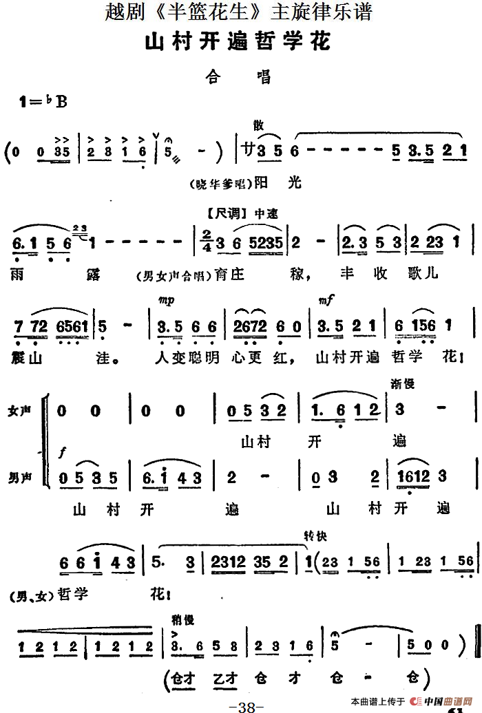越剧《半篮花生》全剧主旋律乐谱：山村开遍哲学花（P38）(1)：越剧《半篮花生》全剧主旋律乐谱 山村开遍哲学花.png