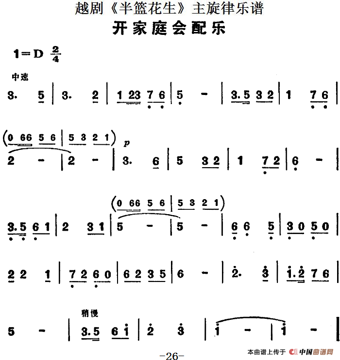 越剧《半篮花生》全剧主旋律乐谱：开家庭会配乐（P26）(1)：越剧《半篮花生》全剧主旋律乐谱 开家庭会配乐.png