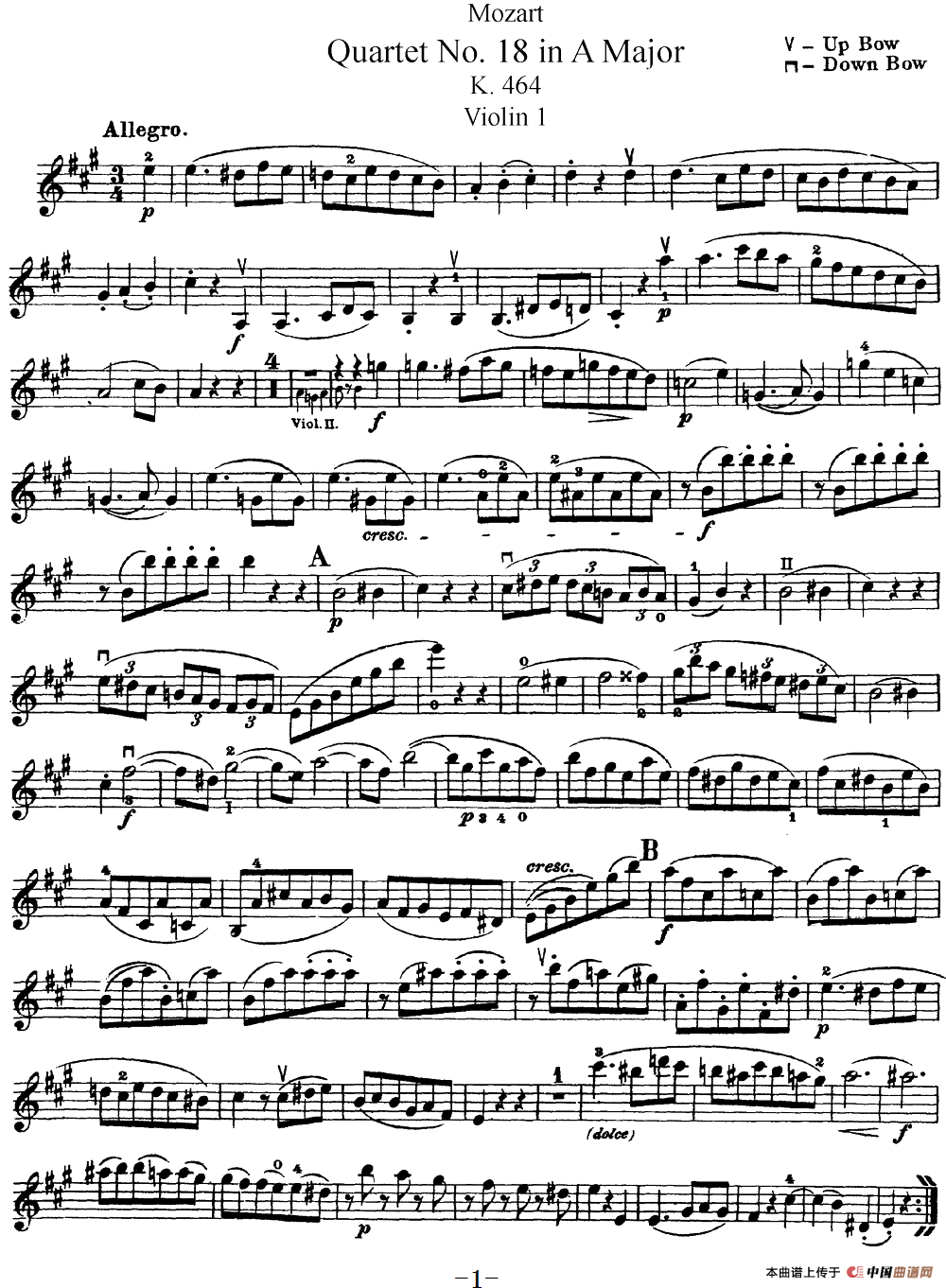 Mozart《Quartet No.18 in A Major,K.464》（Violin 1分谱）(1)：Mozart《Quartet No.18 in A Major,K.464》(Violin 1分谱)_00.png