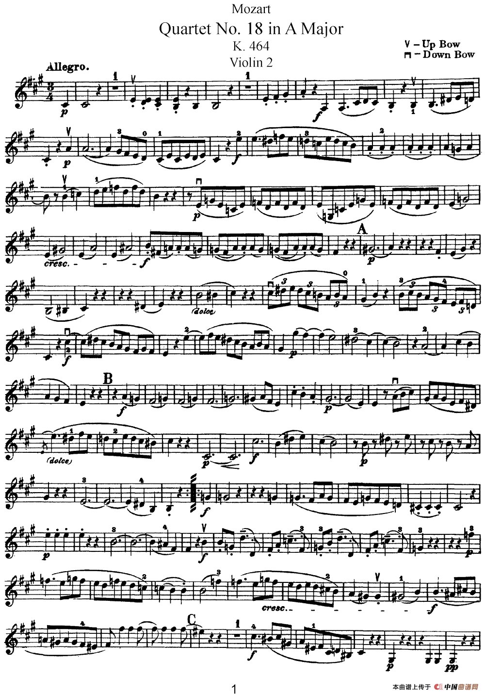 Mozart《Quartet No.18 in A Major,K.464》（Violin 2分谱）(1)：Mozart《Quartet No.18 in A Major,K.464》(Violin 2分谱)_00.png