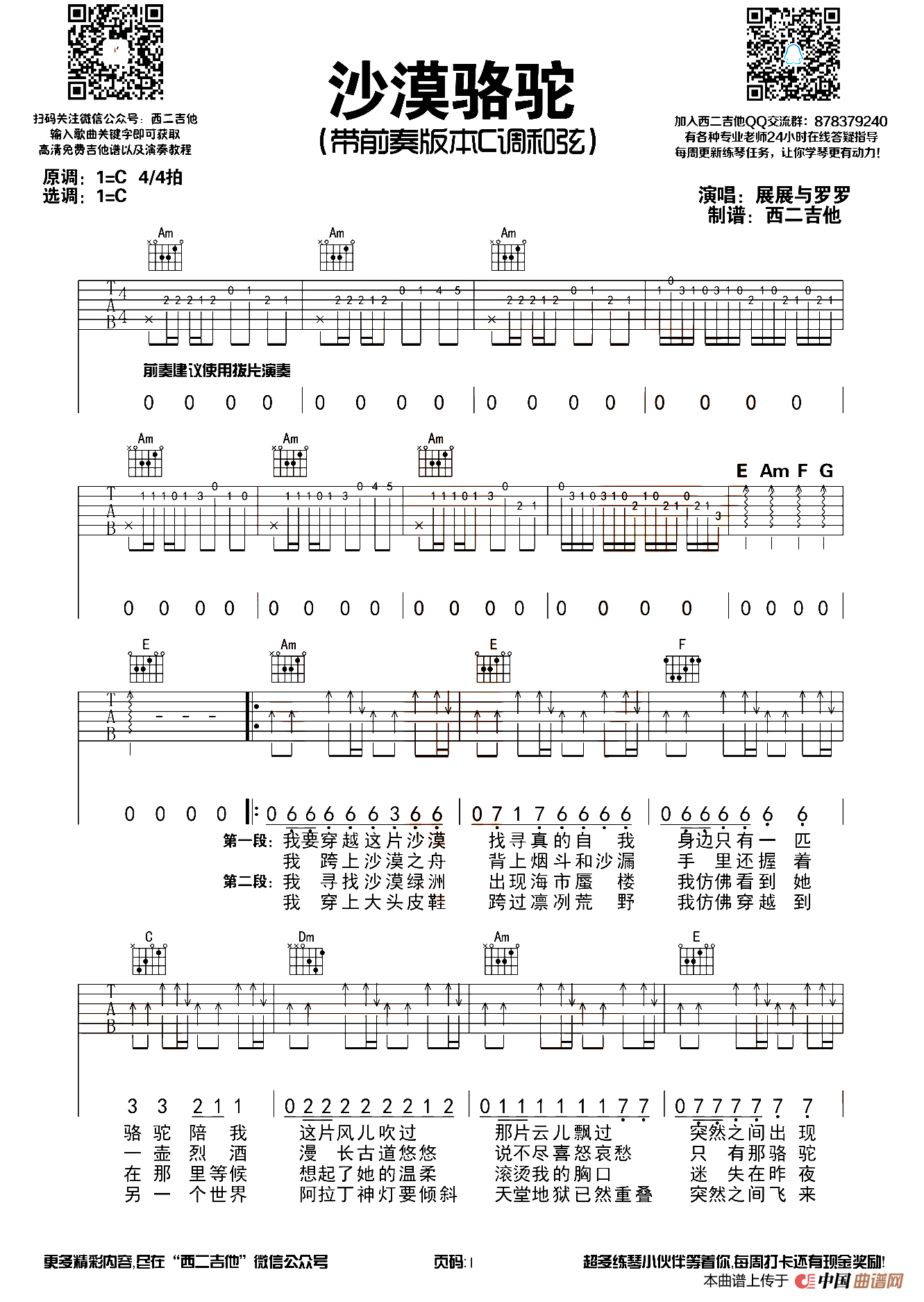 沙漠骆驼（西二吉他编配版）