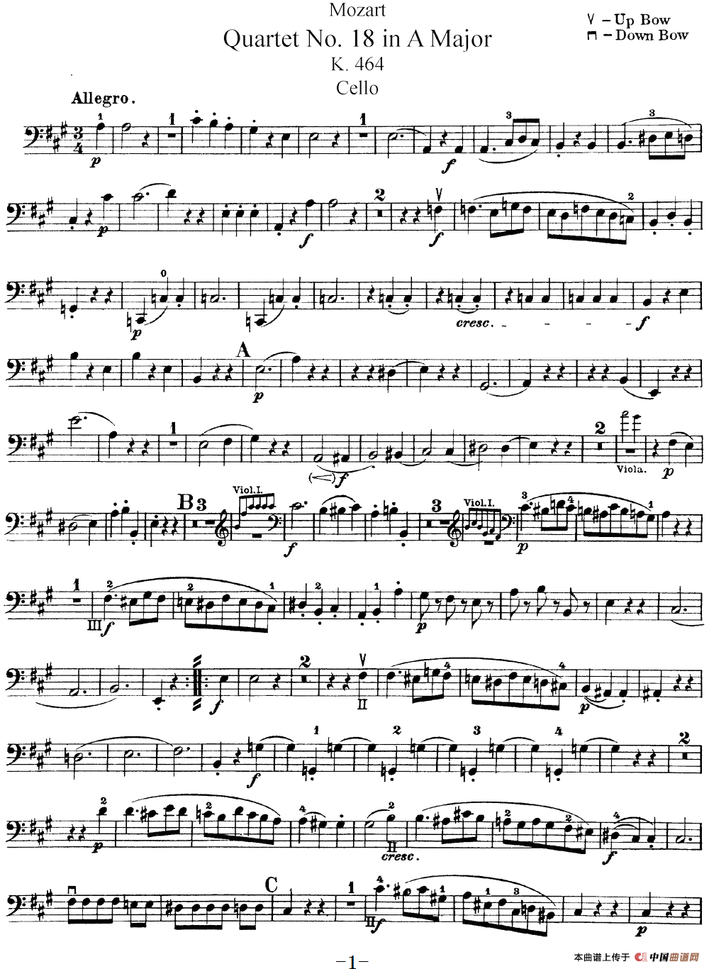 Mozart《Quartet No.18 in A Major,K.464》（Cello分谱）(1)：Mozart《Quartet No.18 in A Major,K.464》(Cello分谱)_00.png