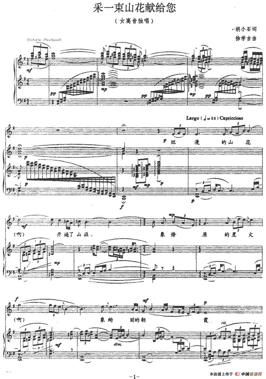 采一束山花献给您（正谱）(1)：采一束山花献给您（正谱）胡小石词 徐学吉曲-美声.jpg