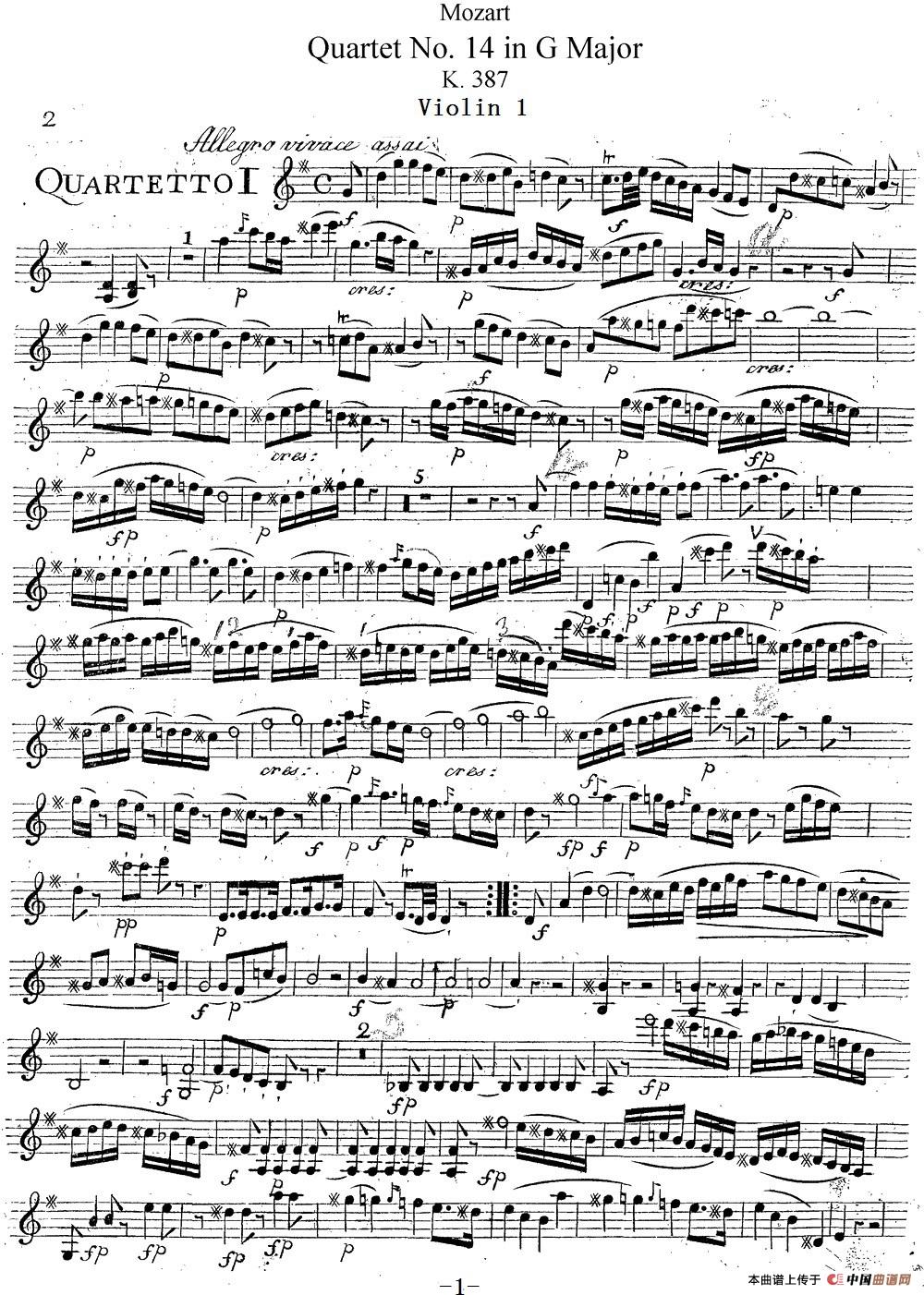 Mozart《Quartet No.14 in G Major,K.387》（Violin 1分谱）(1)：Mozart《Quartet No.14 in G Major,K.387》(Violin 1分谱)_02.jpg