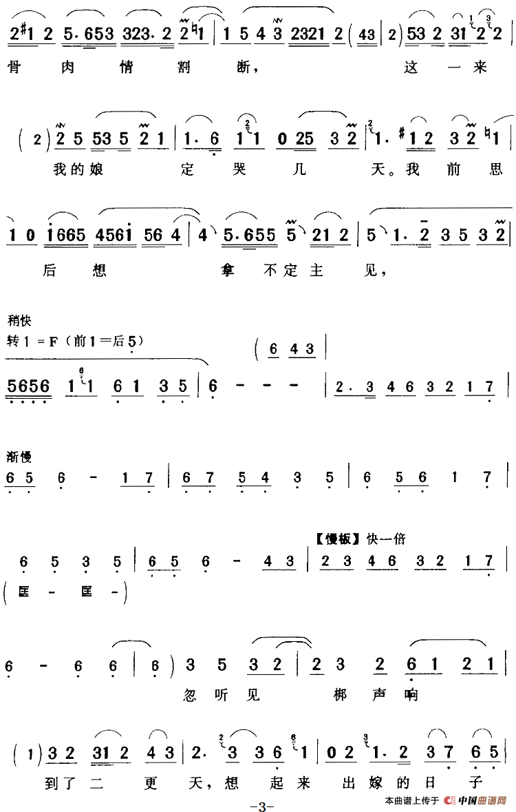 鸟入林鸡上窝黑了天（《小女婿》杨香草[女]唱段）(1)：鸟入林鸡上窝黑了天（《小女婿》杨香草[女]唱段）小白玉霜演唱 陈钧记谱229.png
