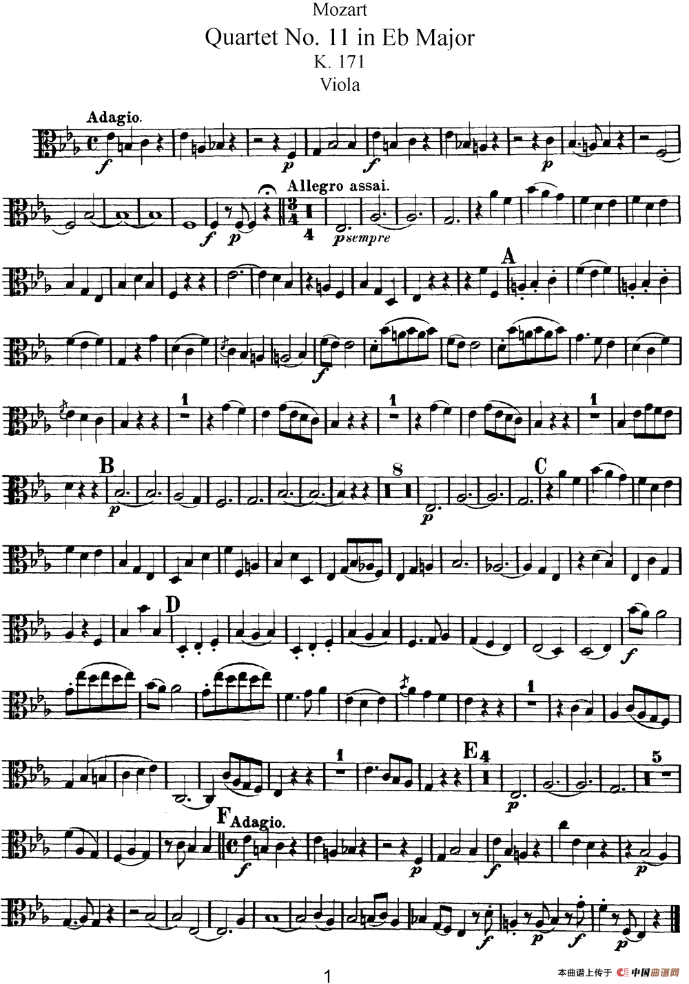 Mozart《Quartet No.11 in Eb Major,K.171》（Viola分谱）(1)：Mozart《Quartet No.11 in Eb Major,K.171》(Viola分谱)_00.png