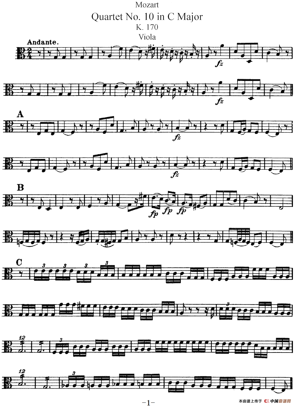 Mozart《Quartet No.10 in C Major,K.170》（Viola分谱）(1)：Mozart《Quartet No.10 in C Major,K.170》(Viola分谱)_00.png