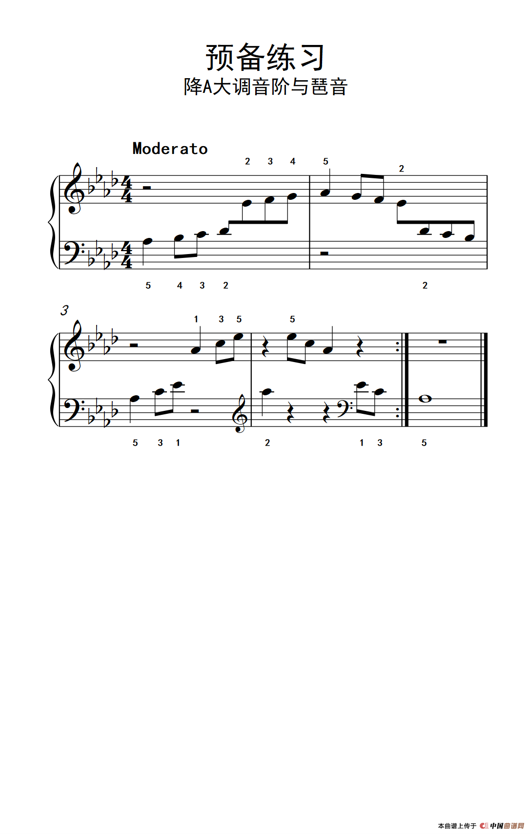 预备练习 降A大调音阶与琶音（约翰·汤普森 成人钢琴教程 第一册）(1)：234_81_1.png