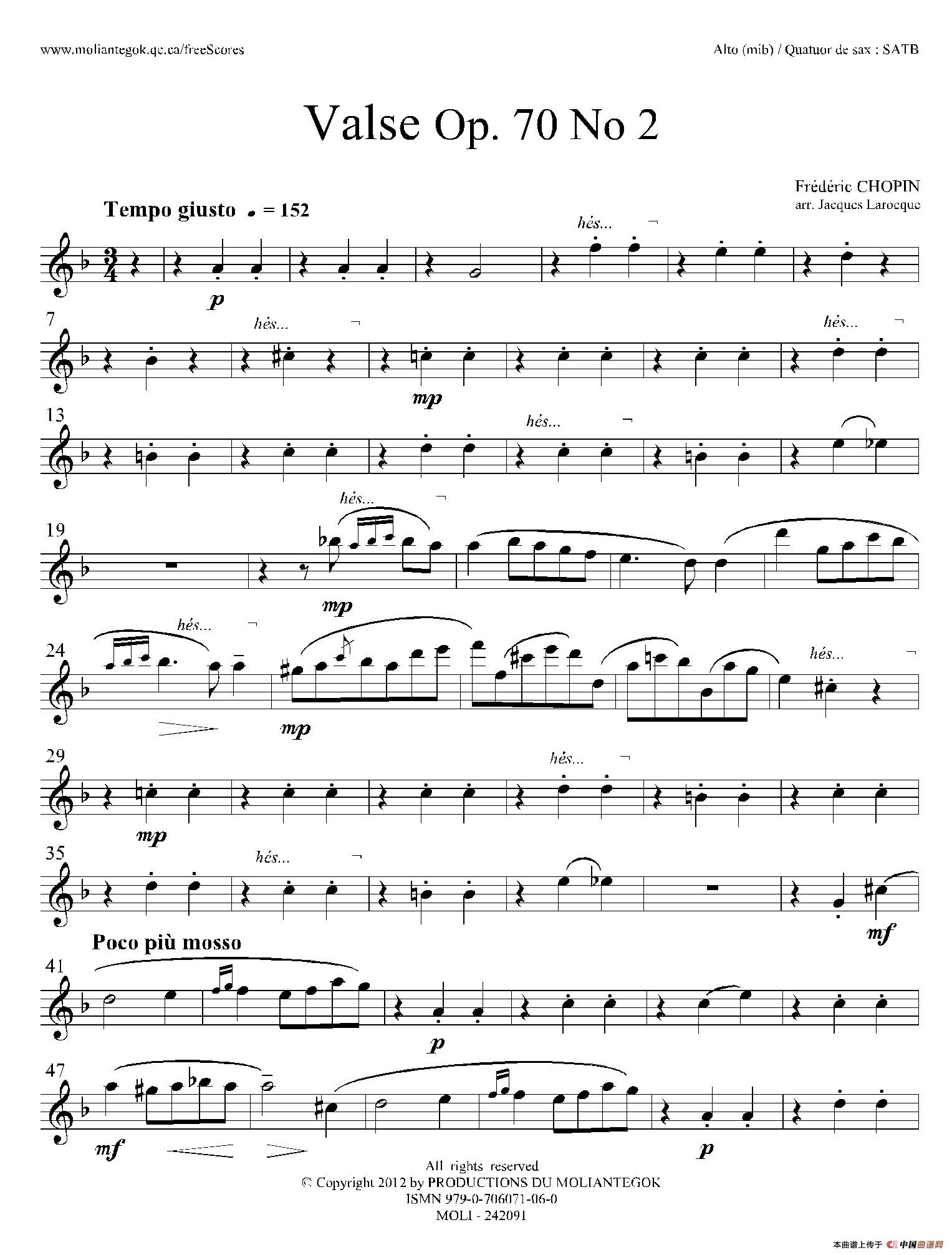 f小调圆舞曲 Op.70 No.2（四重奏中音萨克斯分谱）(1)：001.jpg