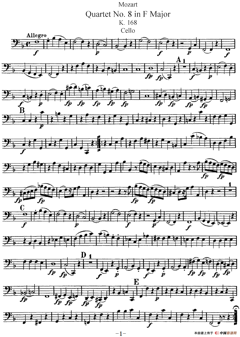 Mozart《Quartet No.8 in F Major,K.168》（Cello分谱）(1)：Mozart《Quartet No.8 in F Major,K.168》(Cello分谱)_00.png