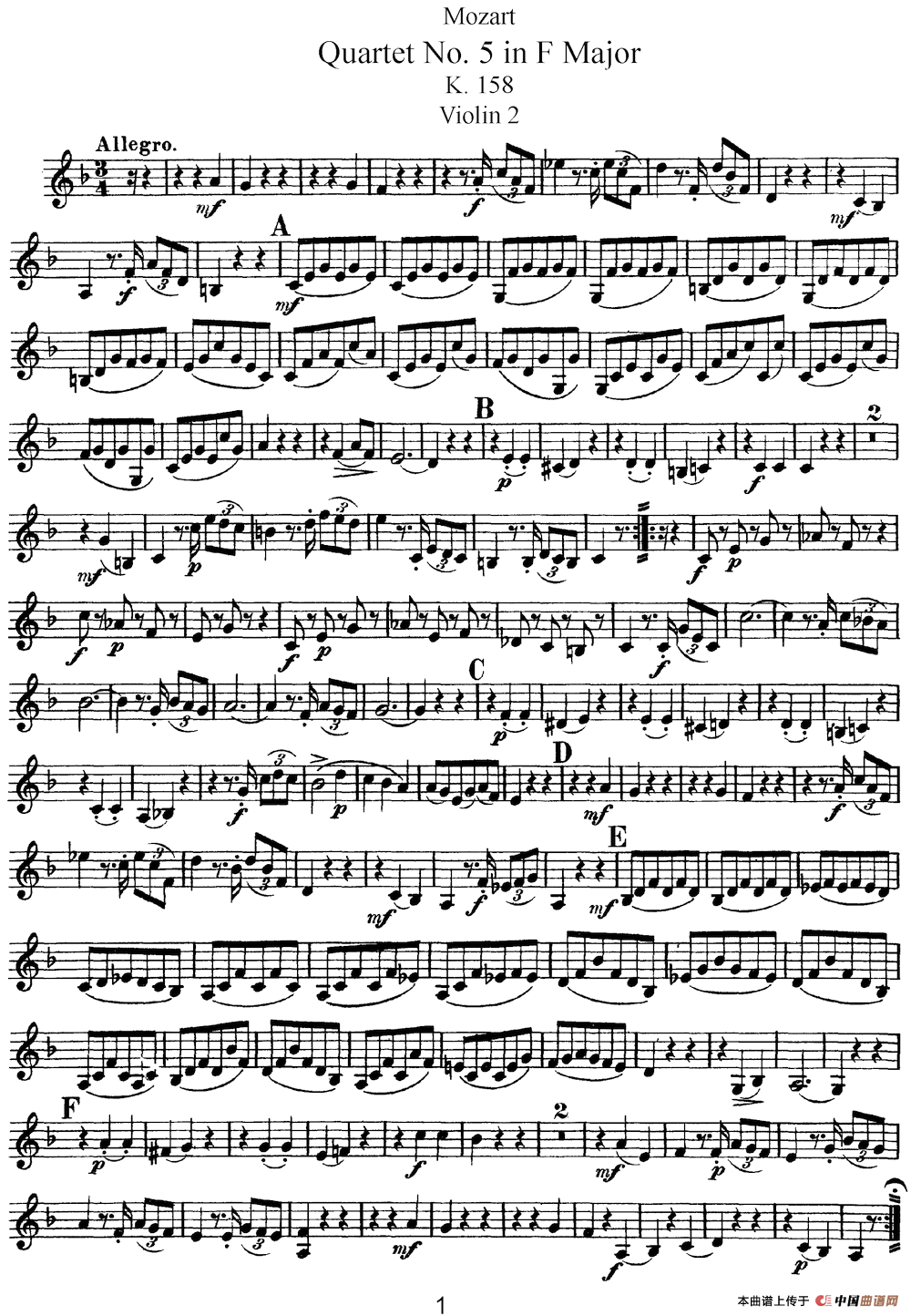 Mozart《Quartet No.5 in F Major,K.158》（Violin 2分谱）(1)：Mozart《Quartet No.5 in F Major,K.158》（Violin 2分谱）_00.png