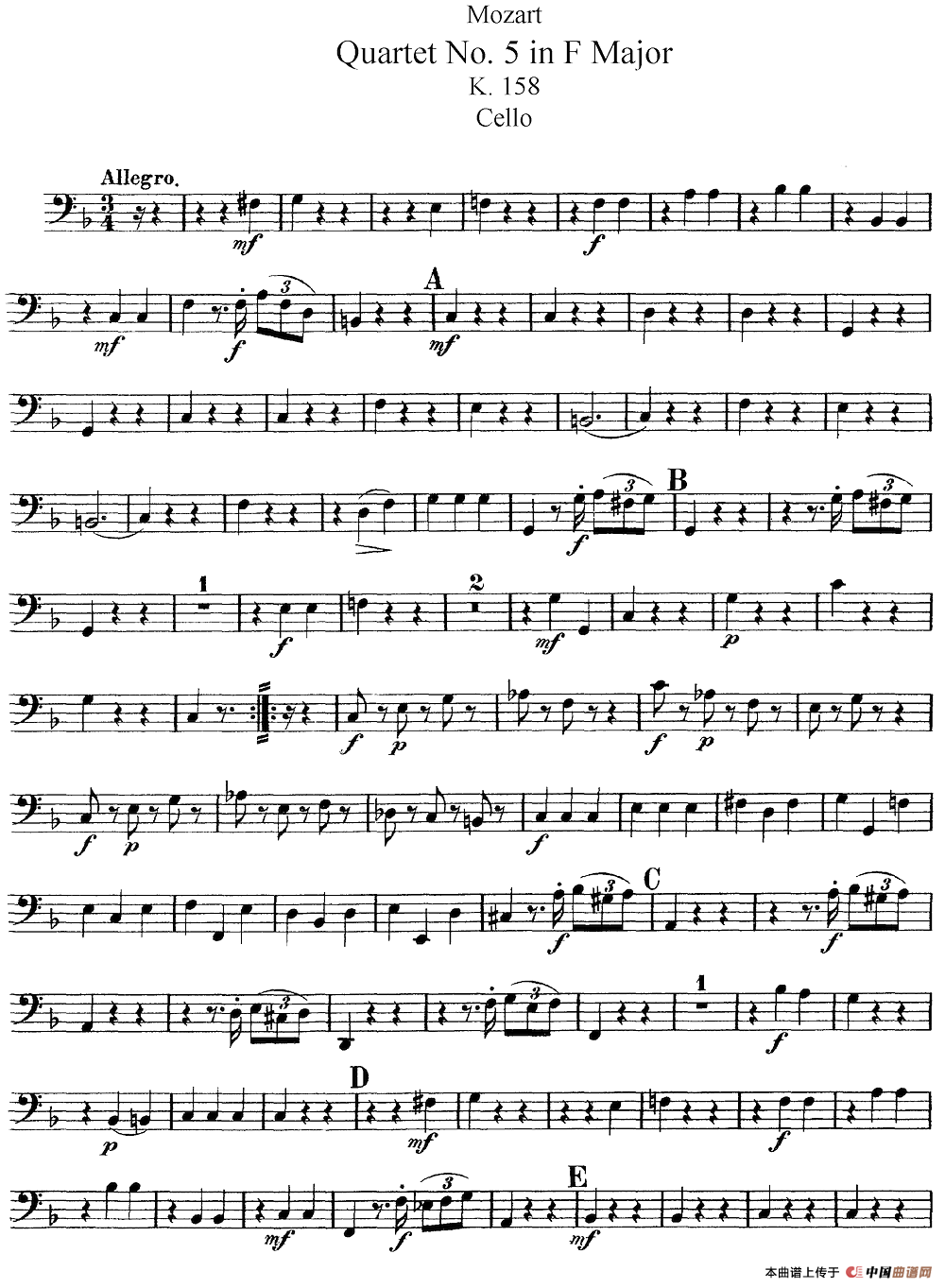 Mozart《Quartet No.5 in F Major,K.158》（Cello分谱）(1)：Mozart《Quartet No.5 in F Major,K.158》（Cello分谱）_00.png