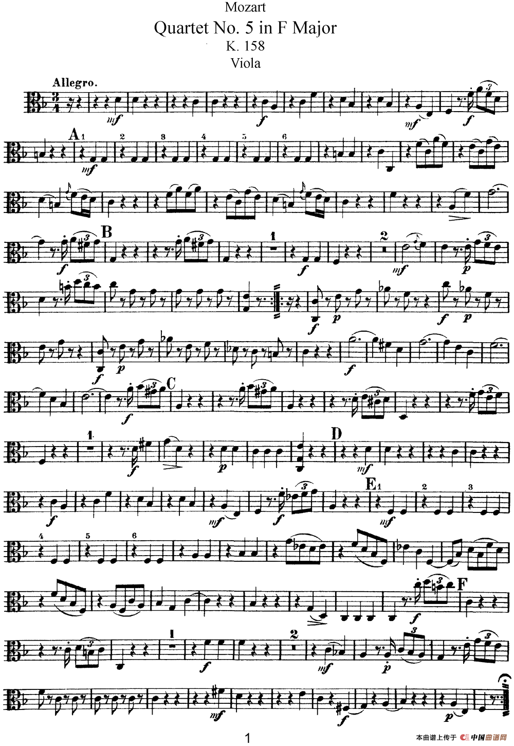 Mozart《Quartet No.5 in F Major,K.158》（Viola分谱）(1)：Mozart《Quartet No.5 in F Major,K.158》（Viola分谱）_00.png