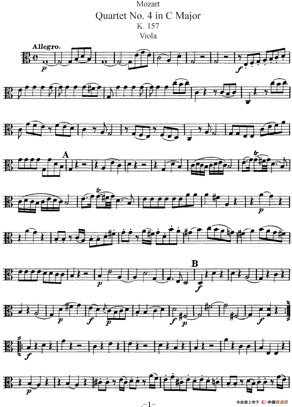 Mozart《Quartet No.4 in C Major,K.157》（Viola分谱）(1)：Mozart《Quartet No.4 in C Major,K.157》（Viola分谱）_00.png