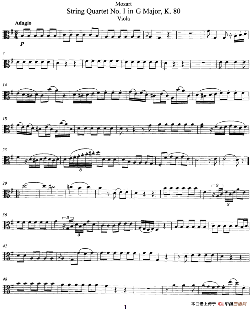 Mozart《String Quartet No.1 in G Major,K.80》（Viola分谱）(1)：Mozart《String Quartet No.1 in G Major,K.80》(Viola分谱)-器乐提琴.png