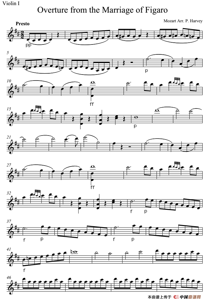 Overture from the Marriage of Figaro 费加罗的婚礼（Violin Ⅰ分谱）(1)：Overture from the Marriage of Figaro 费加罗的婚礼（Violin Ⅰ分谱）莫扎特曲-器乐提琴.png