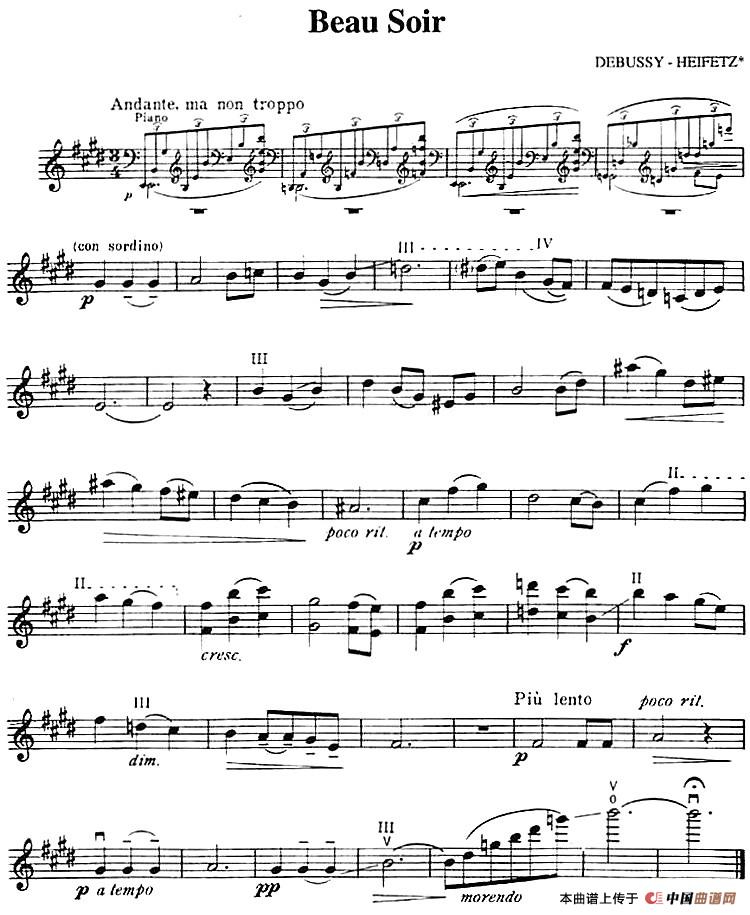 Beau Soir（美丽的夜晚）(1)：Beau Soir（美丽的夜晚）Debussy（德彪西）作曲-器乐提琴.jpg